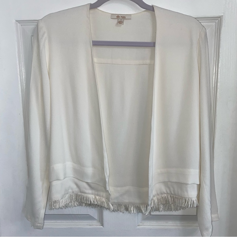 Ella Moss open lightweight jacket with fringe hem women’s small - Picture 2 of 12
